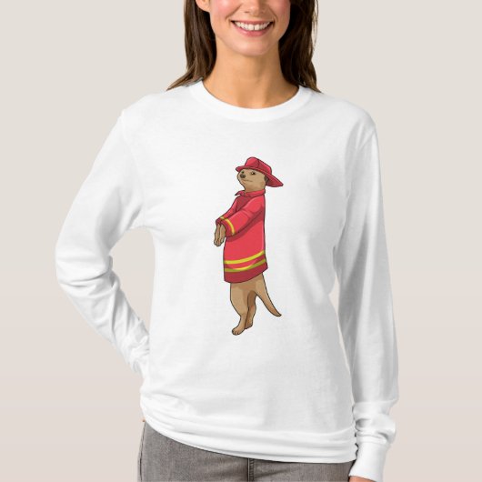 Meerkat als brandweerman met Helmet T-shirt (Voorkant)