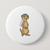 Meerkat als Bride met Veil Ronde Button 7,6 Cm (Voorkant)