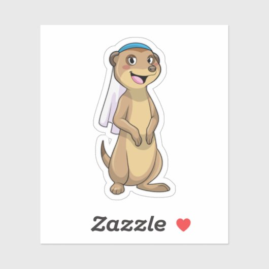 Meerkat als Bride met Veil Sticker (Vel)