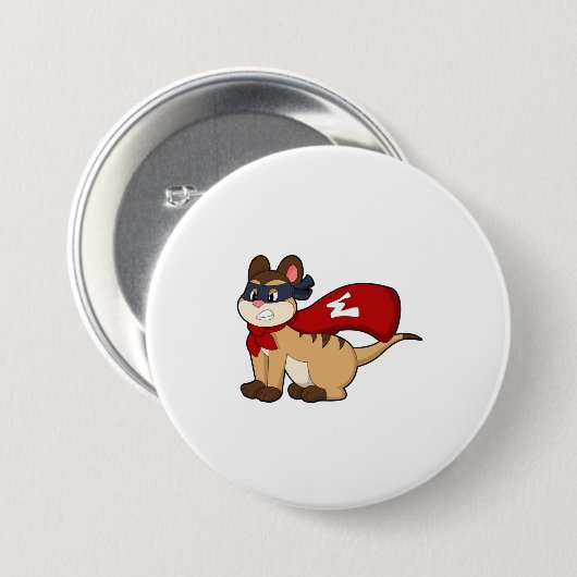 Meerkat als Hero met Masker Ronde Button 7,6 Cm (Voorkant /achterkant)