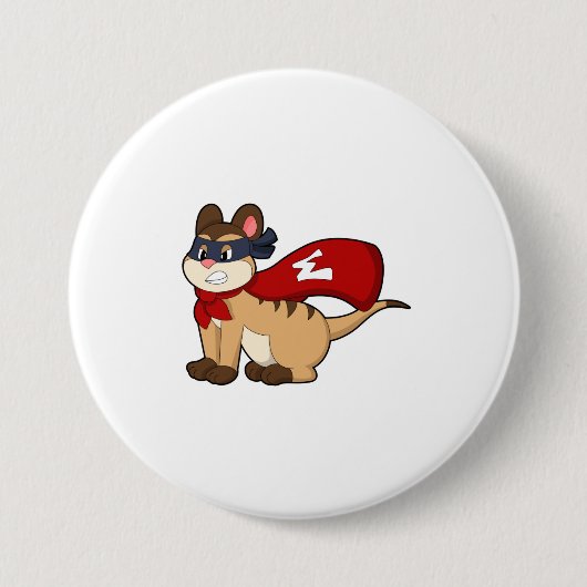 Meerkat als Hero met Masker Ronde Button 7,6 Cm (Voorkant)
