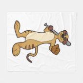 Meerkat als honkbalspeler met honkbalknuppel fleece deken (Voorkant (Horizontaal))