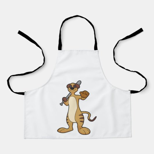 Meerkat als honkbalspeler met honkbalknuppel schort (Voorkant)