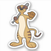 Meerkat als honkbalspeler met honkbalknuppel sticker (Voorkant)