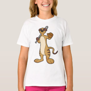 Meerkat als honkbalspeler met honkbalknuppel t-shirt