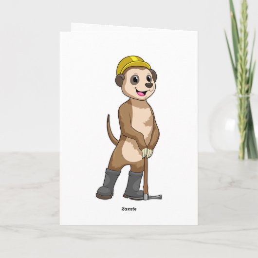 Meerkat als Miner met Pickaxe Kaart (Achterkant)