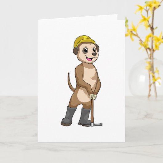 Meerkat als Miner met Pickaxe Kaart (Gele Bloem)