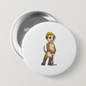 Meerkat als Miner met Pickaxe Ronde Button 7,6 Cm (Voorkant /achterkant)
