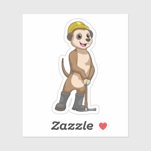 Meerkat als Miner met Pickaxe Sticker (Vel)