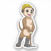 Meerkat als Miner met Pickaxe Sticker (Voorkant)