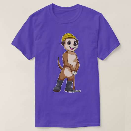 Meerkat als Miner met Pickaxe T-shirt (Design voorkant)