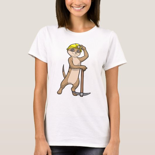 Meerkat als Miner met Pickaxe T-shirt (Voorkant)