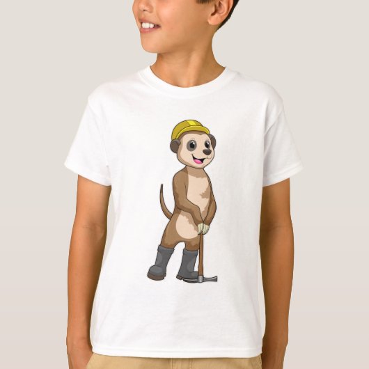 Meerkat als Miner met Pickaxe T-shirt (Voorkant)