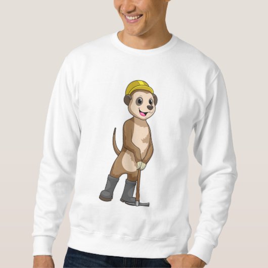 Meerkat als Miner met Pickaxe Trui (Voorkant)