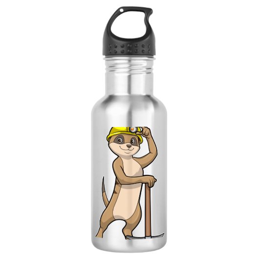 Meerkat als Miner met Pickaxe Waterfles (Voorkant)