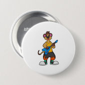 Meerkat als muzikant met gitaar ronde button 7,6 cm (Voorkant /achterkant)