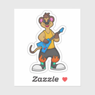 Meerkat als muzikant met gitaar sticker