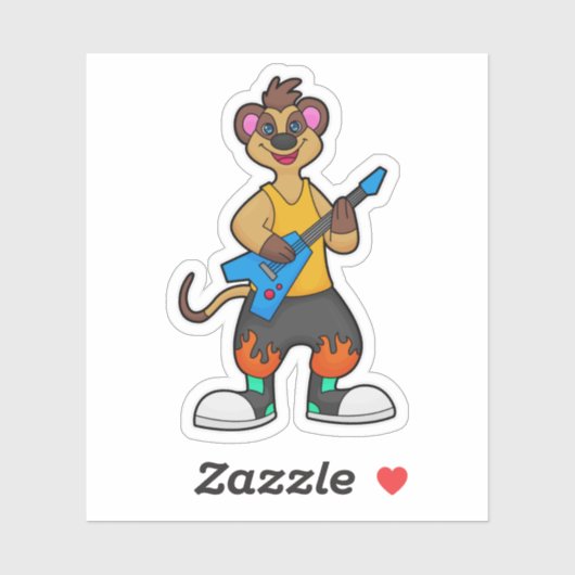 Meerkat als muzikant met gitaar sticker (Vel)