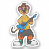 Meerkat als muzikant met gitaar sticker (Voorkant)