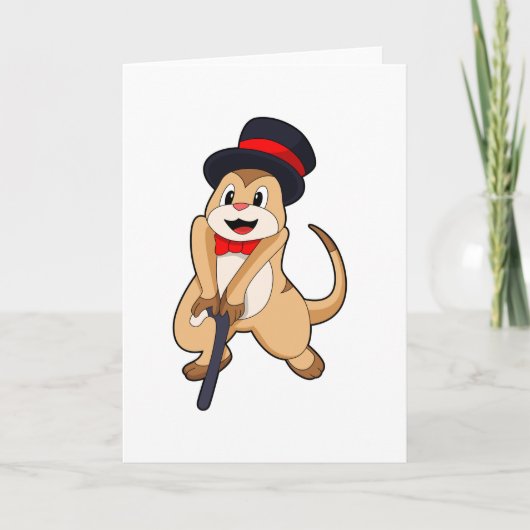 Meerkat als Pensioner met een wandelstok Kaart (Voorkant)