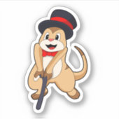 Meerkat als Pensioner met een wandelstok Sticker (Voorkant)