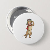 Meerkat als piloot met pet van piloot ronde button 7,6 cm (Voorkant /achterkant)