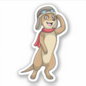 Meerkat als piloot met pet van piloot sticker (Voorkant)