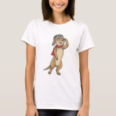 Meerkat als piloot met pet van piloot t-shirt (Voorkant)
