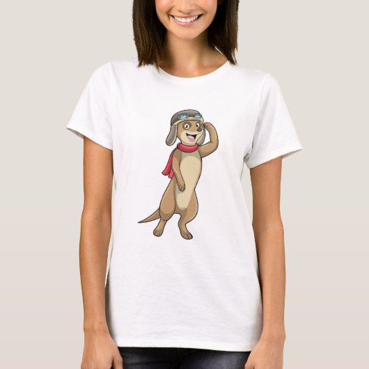 Meerkat als piloot met pet van piloot t-shirt (Voorkant)