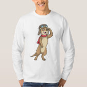 Meerkat als piloot met pet van piloot t-shirt (Voorkant)
