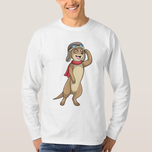 Meerkat als piloot met pet van piloot t-shirt (Voorkant)