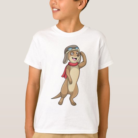 Meerkat als piloot met pet van piloot t-shirt (Voorkant)