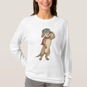 Meerkat als piloot met pet van piloot t-shirt