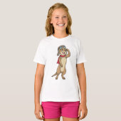 Meerkat als piloot met pet van piloot t-shirt (Voorkant volledig)