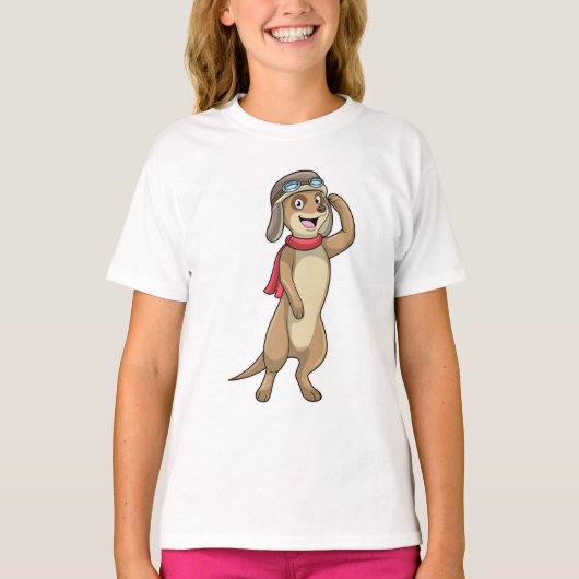 Meerkat als piloot met pet van piloot t-shirt (Voorkant)