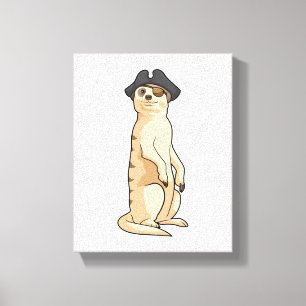 Meerkat als Piraat met Pirate pet Canvas Afdruk