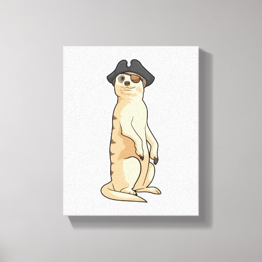 Meerkat als Piraat met Pirate pet Canvas Afdruk (Voorkant)