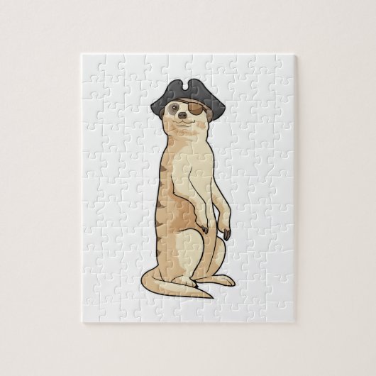 Meerkat als Piraat met Pirate pet Legpuzzel (Verticaal)