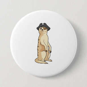 Meerkat als Piraat met Pirate pet Ronde Button 7,6 Cm