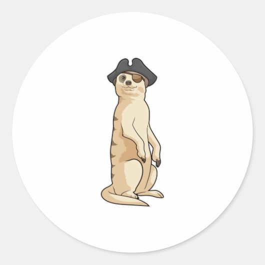 Meerkat als Piraat met Pirate pet Ronde Sticker (Voorkant)