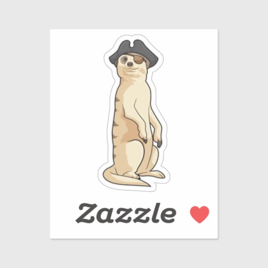Meerkat als Piraat met Pirate pet Sticker (Vel)