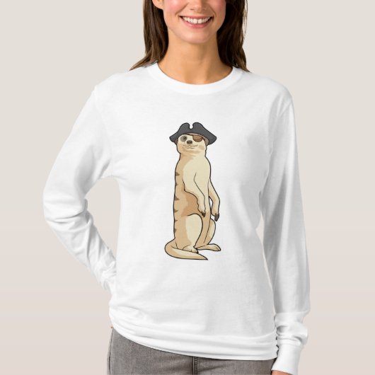 Meerkat als Piraat met Pirate pet T-shirt (Voorkant)