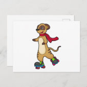 Meerkat als Skater met Roller-schaatsen Briefkaart (Voorkant / Achterkant)