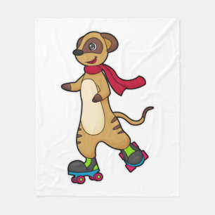 Meerkat als Skater met Roller-schaatsen Fleece Deken