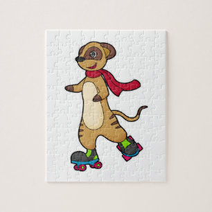 Meerkat als Skater met Roller-schaatsen Legpuzzel