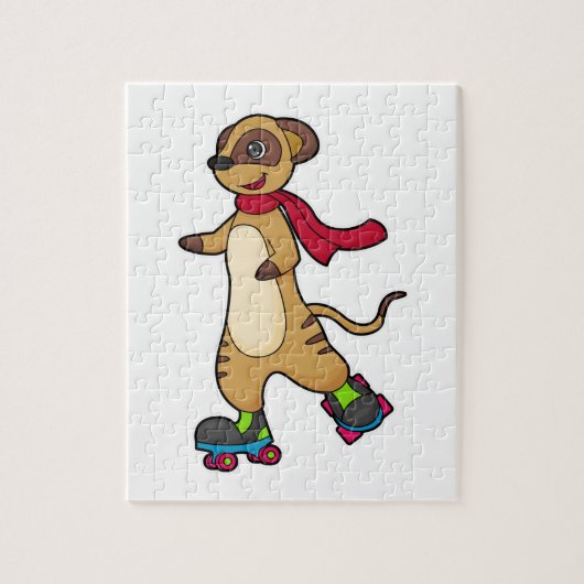 Meerkat als Skater met Roller-schaatsen Legpuzzel (Verticaal)