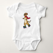 Meerkat als Skater met Roller-schaatsen Romper (Voorkant)