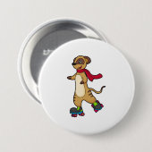 Meerkat als Skater met Roller-schaatsen Ronde Button 7,6 Cm (Voorkant /achterkant)