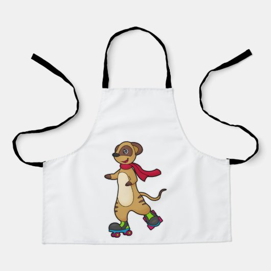 Meerkat als Skater met Roller-schaatsen Schort (Voorkant)