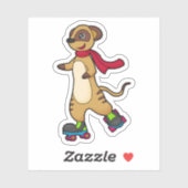 Meerkat als Skater met Roller-schaatsen Sticker (Vel)